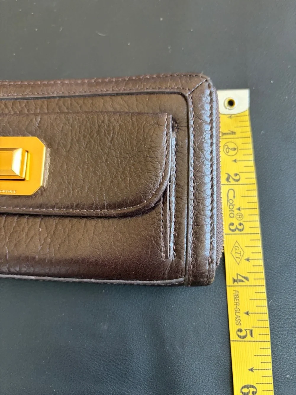 Juicy Couture Brown Leather Turn Lock Zip Around Wallet